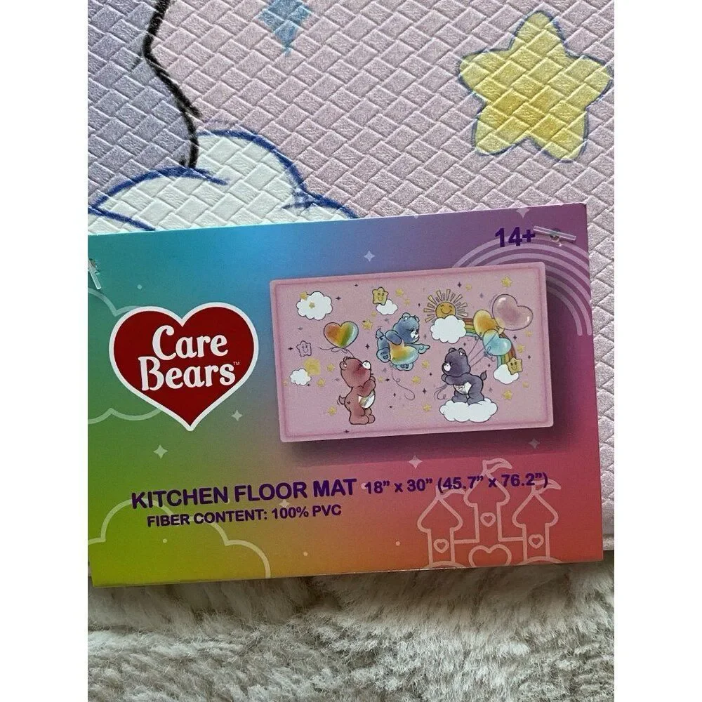 Care Bears Anti Fatigue Kitchen‎ Mat 18”x 30” PVC Rainbow Cloud Heart Balloons